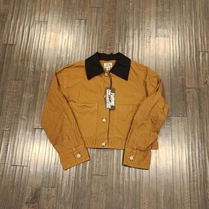 100% Cotton Women's Jacket in Mustard, Contrast Collar Carhartt look-a-like